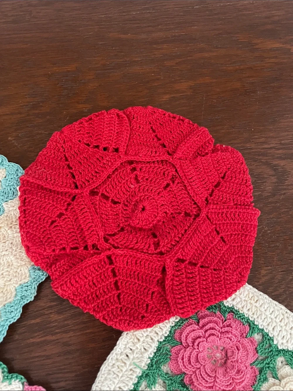 Handmade crocheted pot holders set of 4